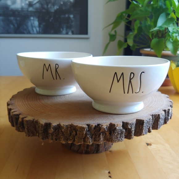 Rae Dunn Mr Mrs Cereal Soup Bowls Set Wedding - Picture 2 of 11